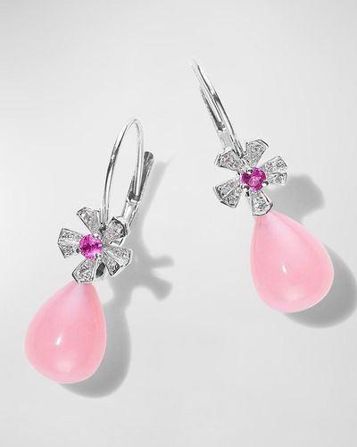 Mimi So 18K Diamond And Sapphire Flower Earrings With Opal Drops - Pink