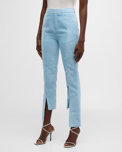 Hellessy Juno Paneled Button Accent Staggered Pants - Blue