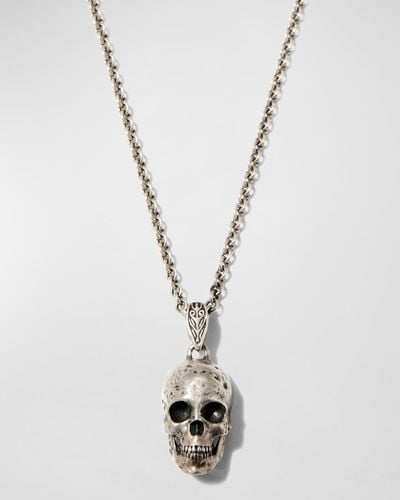 John Varvatos Skull Pendant Necklace, 24"L - Metallic