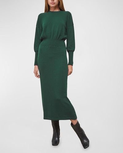 Splendid Harlan Cashblend Crewneck Midi Sweater Dress - Green