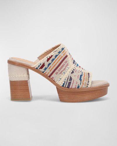 Frye Pipa Suede Crochet Platform Mule Sandals - White