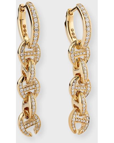 Hoorsenbuhs 18k Yellow Gold 5 Link Diamond Pave Drip Earrings - Metallic