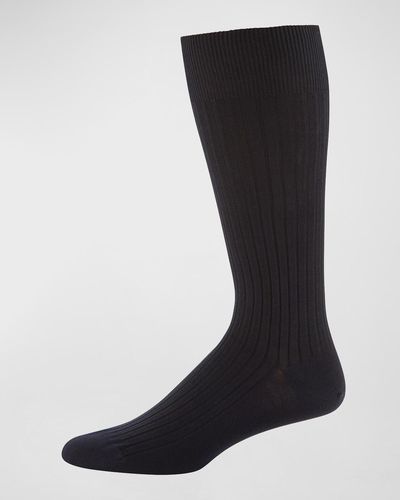Neiman Marcus Core-spun Socks, Crew - Black