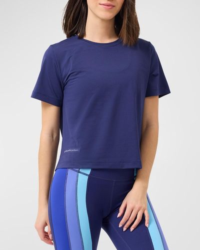 Terez Workit Short-Sleeve Cropped Tee - Blue