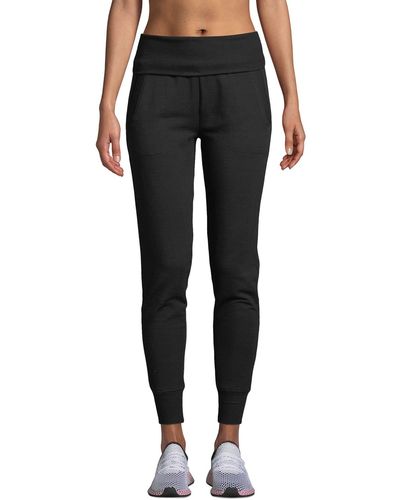 Beyond Yoga Cozy Fleece Fold-Over Jogger Sweatpants - Black