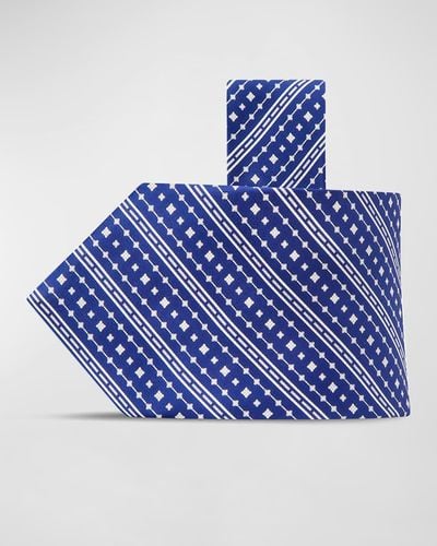 Stefano Ricci Geometric Stripe-print Silk Tie - Blue