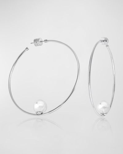 Majorica Marianela Floating Pearl Hoop Earrings - Multicolor