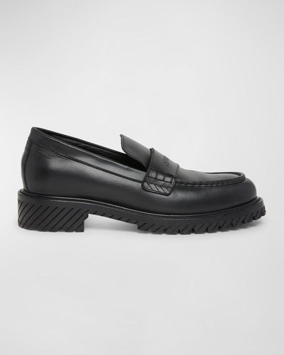 Off-White c/o Virgil Abloh Military Platform Leather Loafers - Black
