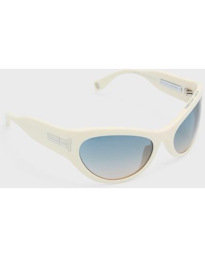 Saint Laurent Ysl Acetate Rectangle Sunglasses - Blue