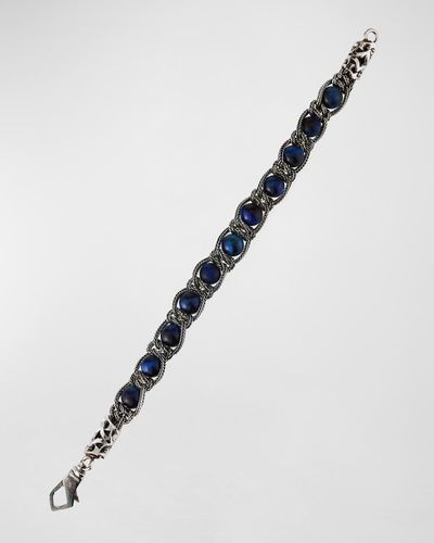 Emanuele Bicocchi Woven Double-Chain Tiger'S Eye Bracelet - Blue