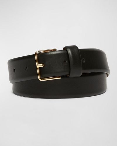 Max Mara New Buckle Leather Belt - Black