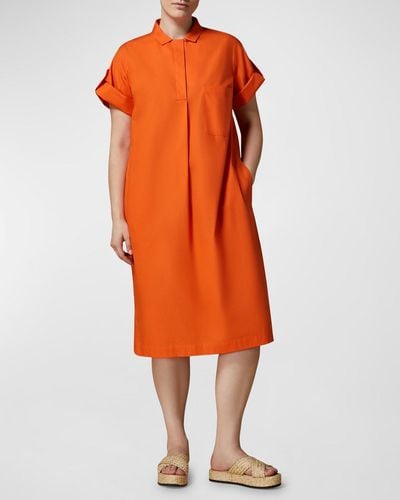 Marina Rinaldi Plus Size Grazia Cotton Poplin Midi Shirtdress - Orange