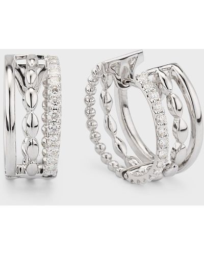 Etho Maria 18k White Gold Huggie Earrings With Diamonds - Metallic