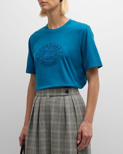 Burberry Ekd Embroidered Short-Sleeve T-Shirt - Blue