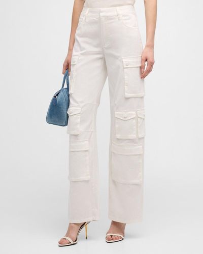 Alice + Olivia Olympia Mid-Rise Baggy Cargo Pants - White