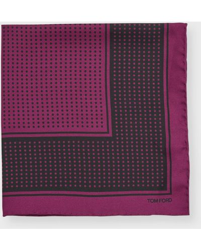 Tom Ford Printed Silk Pocket Square - Purple