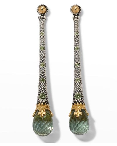 Konstantino Silver And Gold Green Amethyst Earrings - White