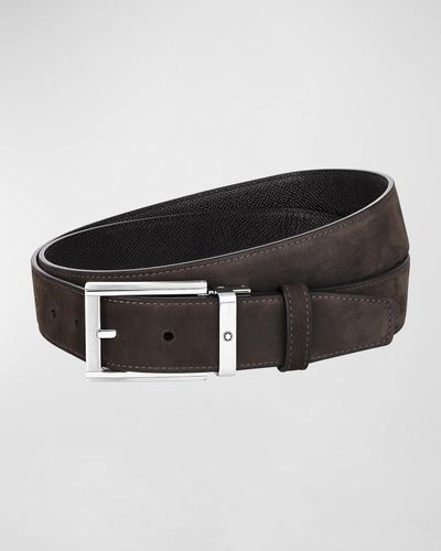 Montblanc Reversible Leather Buckle Belt - Black