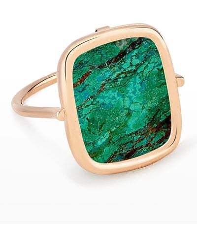Ginette NY Rose Gold Chrysocolla Antiqued Ring - Green