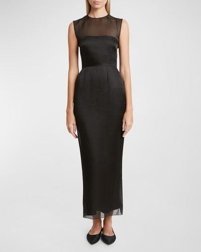 Gabriela Hearst Maslow Sleeveless Sheer Silk Maxi Dress - Black