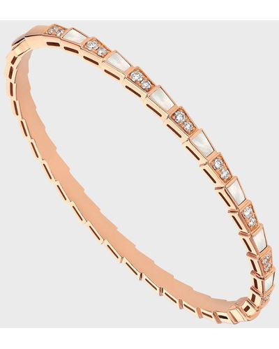 BVLGARI Serpenti Viper Bracelet In 18k Pink Gold, Diamonds And Mother-of-pearl, Size S - Metallic