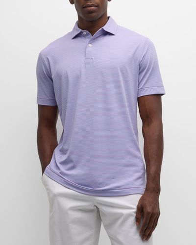 Peter Millar Ambrose Stripe Performance Jersey Polo Shirt - Purple