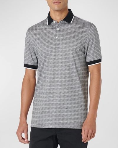 Bugatchi Printed Cotton Polo Shirt - Gray