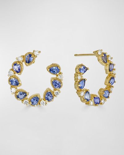 Tanya Farah 18k Ceylon Blue Pear Shape Sapphire And White Diamond Earrings - Metallic