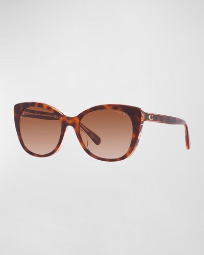 COACH Polarized C-monogram Acetate Cat-eye Sunglasses - Brown