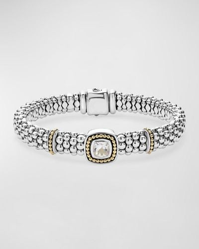 Lagos Rittenhouse White Topaz Silver Caviar Bracelet With 18k Gold, 9mm - Metallic