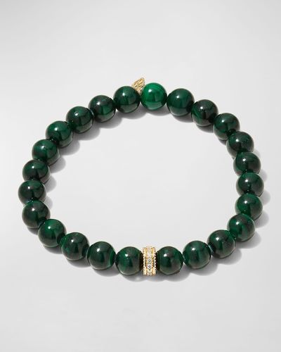 Sydney Evan Beaded Bracelet W/ Diamonds - Green