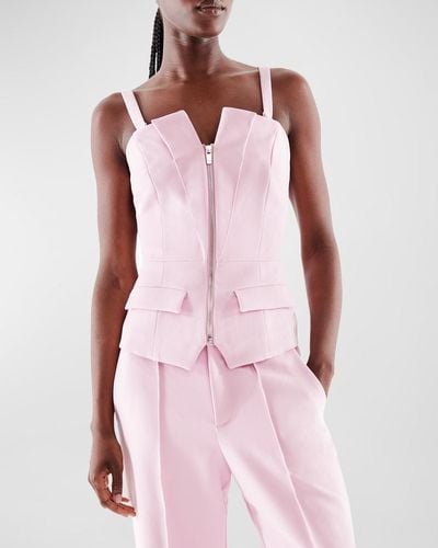 AS by DF Monica Structured Twill Top - Pink