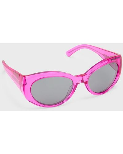 Balenciaga Bb0267s Round Acetate Sunglasses - Pink