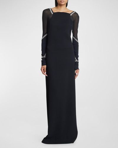 Givenchy Star Embellished Backless Gown - Blue