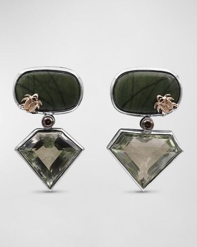 Stephen Dweck Imperial Jasper, Amethyst And Diamond Earrings - Green