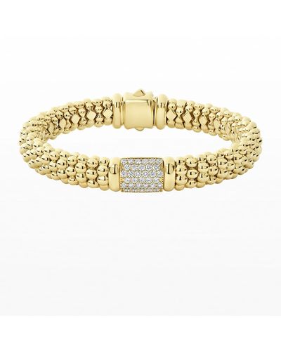 Lagos 18k Caviar Gold Diamond Rope Bracelet - 9mm, Size M - Metallic