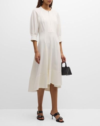 Proenza Schouler Three-Quarter Sleeve Matte Midi Dress - Natural