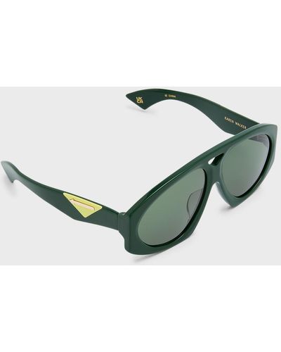 Karen Walker Logo Acetate Aviator Sunglasses - Green