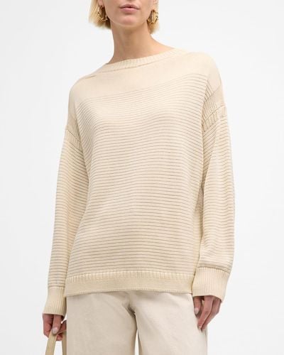 Lafayette 148 New York Chain-Embellished Knit Sweater - Natural