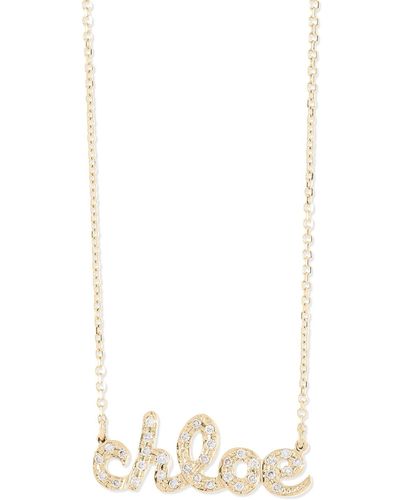 Sarah Chloe Ava Petite Diamond Name 14K Pendant Necklace - White