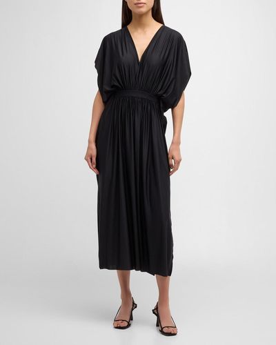 Lenny Niemeyer Ruched V-Neck Maxi Dress - Black