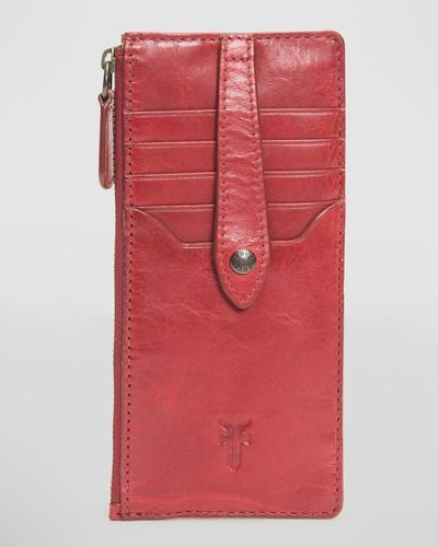 Frye Melissa Zip Leather Card Wallet - Red