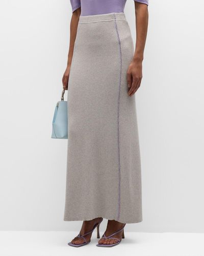ATM Cotton Cashmere Knit Maxi Skirt - Gray