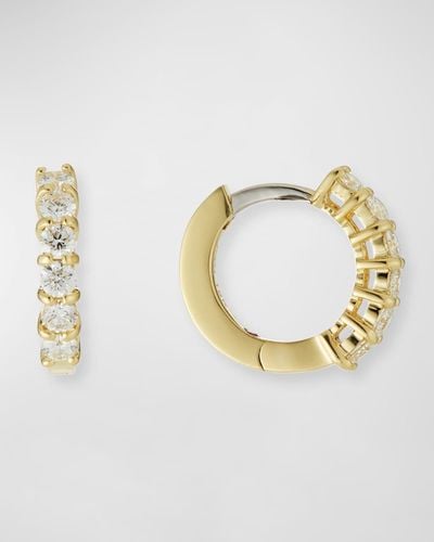 Roberto Coin 18K Diamond Huggie Hoop Earrings, 15Mm - Metallic