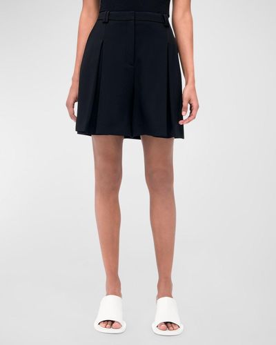 Another Tomorrow Fluid Pleated Shorts - Blue