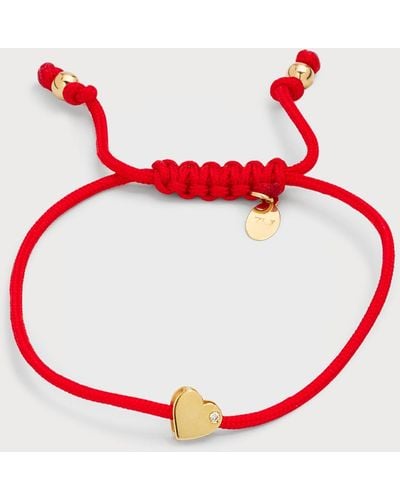 Zoe Lev 14k Gold Heart With Diamond 0.01ct Fortune Bracelet - Red