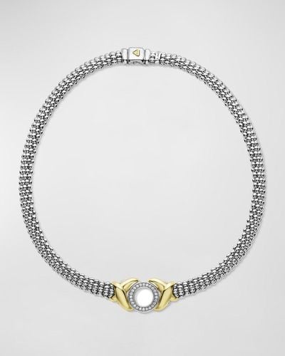 Lagos Sterling Embrace Circle Diamond Pave Rope Necklace, 9Mm - Metallic