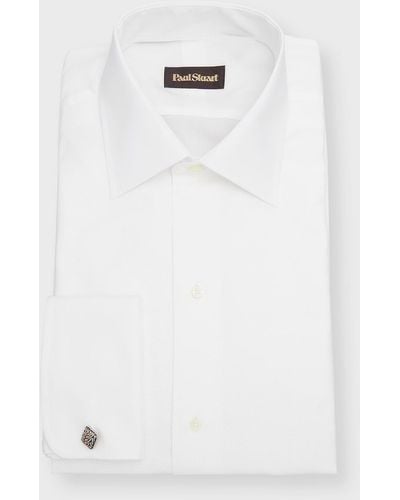 Paul Stuart Piqué Bib-Front Cotton Formal Shirt - White