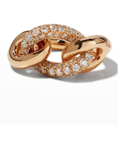 Pomellato Tango 18K Diamond Pave Chain Ring, Size 54 - Brown