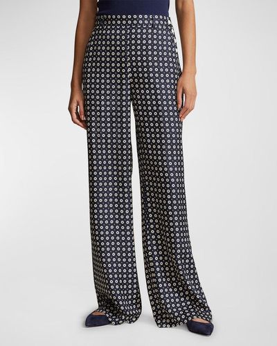 Polo Ralph Lauren Geo-motif Silk Wide-leg Pants - Black